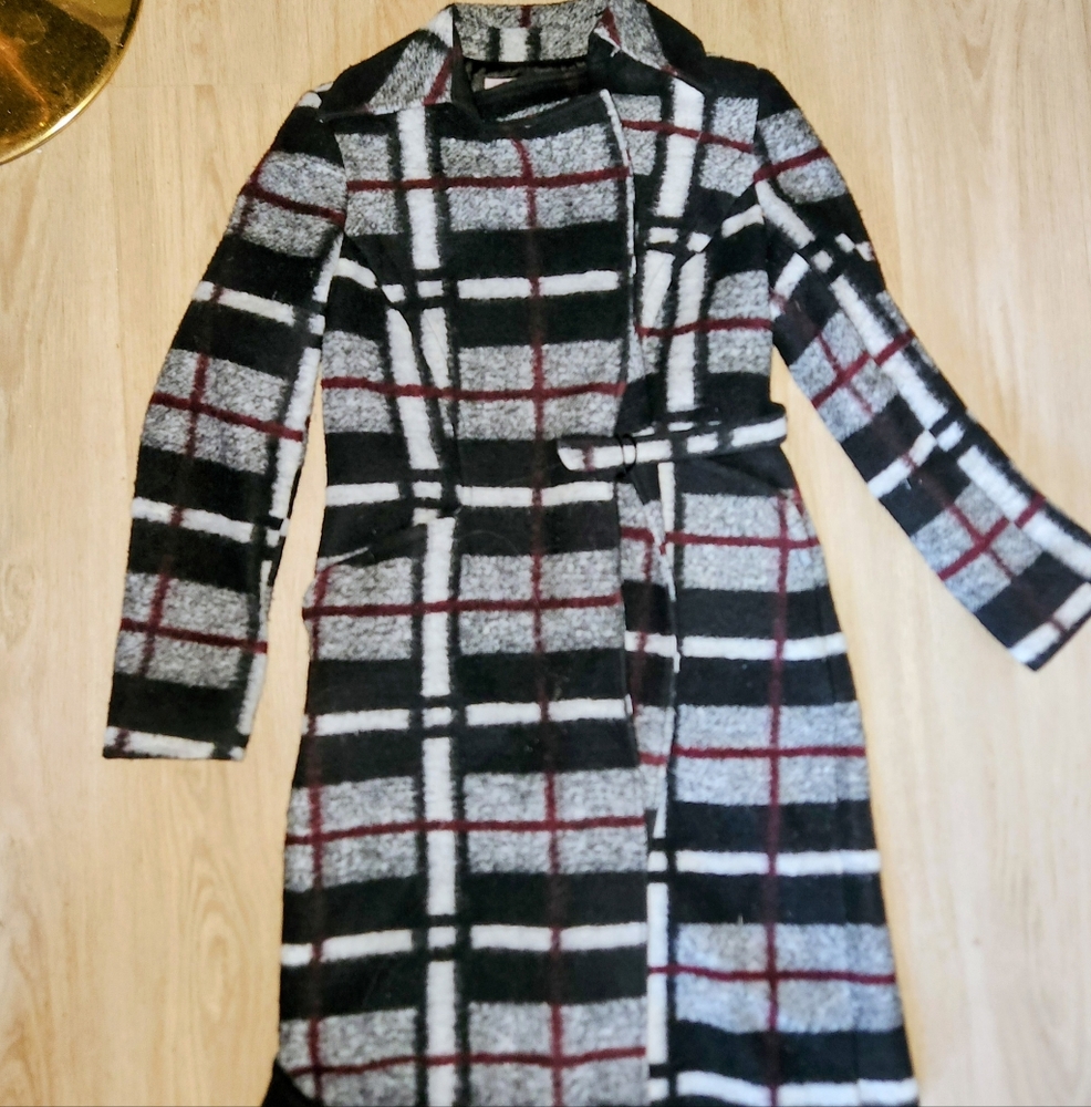 Rachel Roy Classy Black and Burgundy Outerwear/ Coat